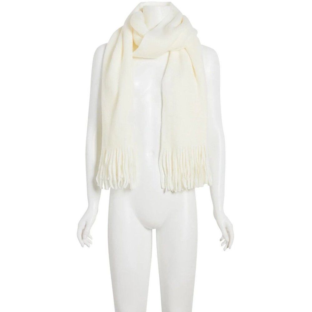 Steve Madden Ivory Off White Fleece Blanket‎ Scarf Super-Soft Knit Muffler NWT